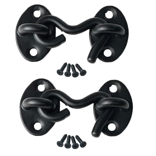 Image of Mimhooy 2-Pack Hook & Eye Latch, 2-Inch Black, 50mm Stainless Steel for Gates, Windows, Shed, Garage, Barn