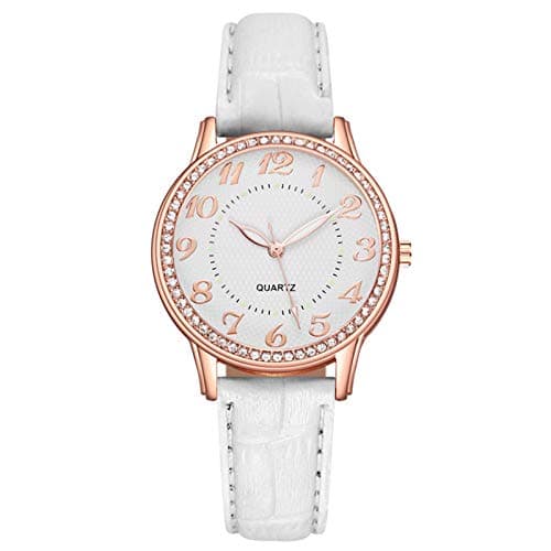 Image of Watch Diamond Watch Belt Luxury Fashion Ladies Women's Watch Digital Wrist Watch (White, One Size)