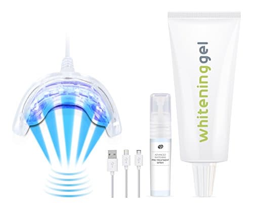 Image of RIO Smile White Advanced Blue Light Teeth Whitening Kit, LED Mouthpiece with Whitening Gel & Pre-Treatment Spray, USB Powered, Enamel-Safe, At-Home Whitening System for Stains from Coffee, Wine & More