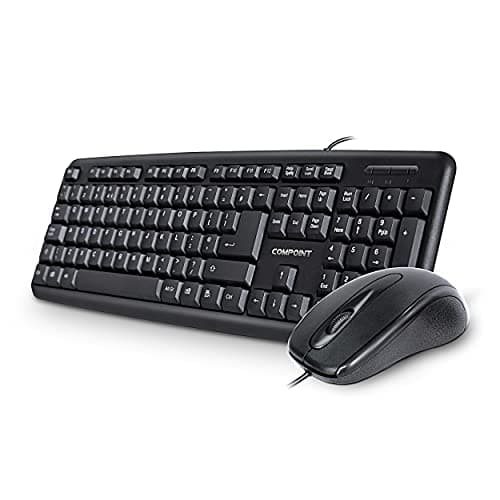 Image of LMS Data Wired USB Full-size Multimedia Keyboard With Riser and Optical Mouse Desktop Combo Set For Windows, Pc / laptop, Qwerty UK Layout