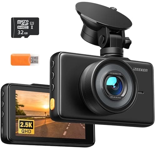 Image of iZEEKER 2.5K Dash Cam, 1440P QHD Car Camera with Free 32GB Card, 3" IPS Display, Night Vision, WDR, 170°Wide Angle, Loop Recording, G-Sensor Emergency Recording, 24H Parking Mode, Type C