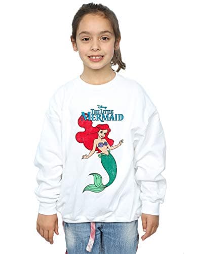 Image of Disney Girls The Little Mermaid Ariel Graphic Sweatshirt White 5-6 Years