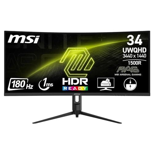 Image of MSI MAG 342CQR E2 34 Inch UWQHD Curved Gaming Monitor - 1500R 3440 x 1440 VA Panel, 180 Hz / 1ms (MPRT), Adaptive Sync - DP 1.4a, HDMI 2.0b CEC