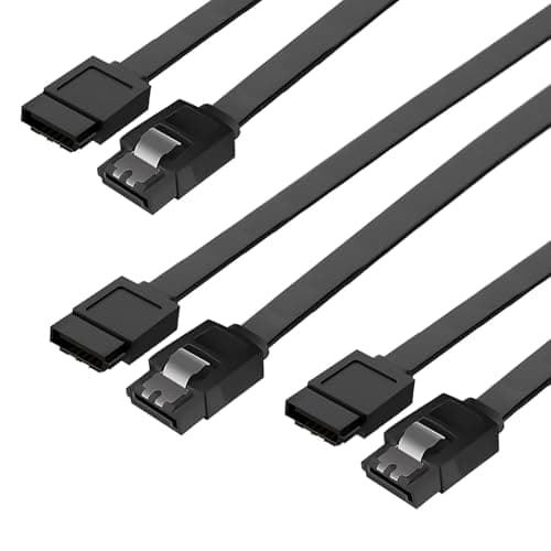 Image of 3 Pack SATA Cable III, 6Gbps SATA3 Cables, Locking Latch Satas Data Cable 50cm for HDD SSD CD/DVD Drives, Compatible with SATA I II III, Internal Storage Upgrade for Desktop and Laptop - Black
