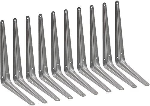 Image of TERF® London Shelf Bracket Grey 250mm X 200mm (10 X 8 inch) Wall Mounted Shelving Support Corner Brackets Book Shelf Bracket Floating Shelve Bracket and Multi Purpose Use - Pack of 10