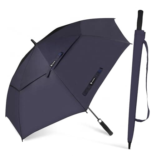 Image of SWIFTEE 60 Inch Golf Umbrella – Automatic One Push Open, Windproof Double Layer Vented Canopy, 280T Waterproof Pongee, 8 Rib Fiberglass Frame, UV Protection, Golf Cart Compatible (Navy, 60 Inch)