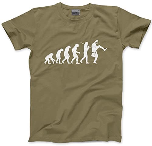 Image of HotScamp Evolution of The Silly Walks Men's Unisex T-Shirt - Khaki Medium