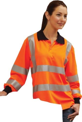 Image of Yoko Hi-Vis 2 Band Long Sleeve Polo Shirt Hi-Vis Yellow L