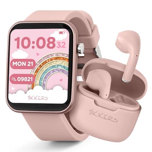 Image of Tikkers Smart Series 13 - Pink Silicone Strap Smart Watch & Earbuds Set TKS13-0031-SET
