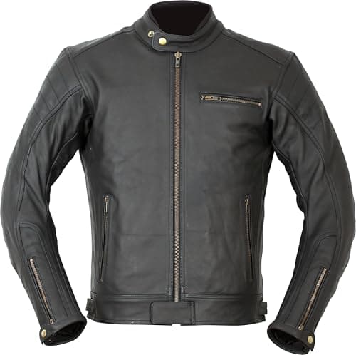 Image of WEISE Brigstowe Black AA Certified Thermal Leather Motorcycle Jacket (UK, Numeric, 40, Regular, Regular, Black)
