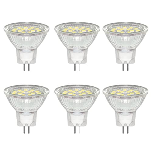 Image of Caldarax 6 Pack MR11 GU4 12-24V 3W LED Bulb, Cool White 6000K, Equivalent to 30W 20W Halogen Spotlight Bulb, 300LM, GU4 Bi-Pin Base, 120°Beam Angle, Non-Dimmable, for Hallway, Living Room
