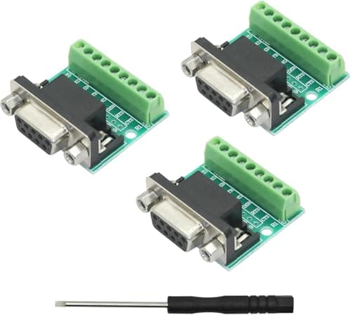 Image of Aurorapath 3Pcs DB9 Screw Terminal Block Female Plug Adapter, D-SUB 9pin Breakout Adapter Plate Connector, RS232 Serial to Terminal Board Signal Module