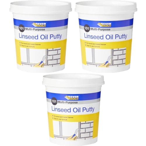 Image of Everbuild 101 Multi-Purpose Linseed Oil Putty, Natural, 2kg, for Wood and Metal Frames, Pack of 3