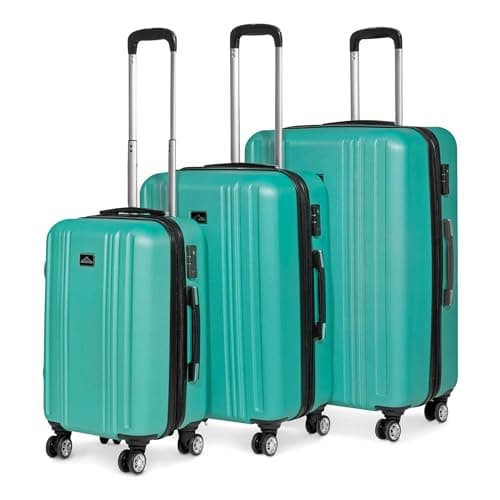 Image of Dellonda Suitcase Set 3-Piece Lightweight Hard Shell Luggage with TSA Lock - 20", 24", 28" - Teal