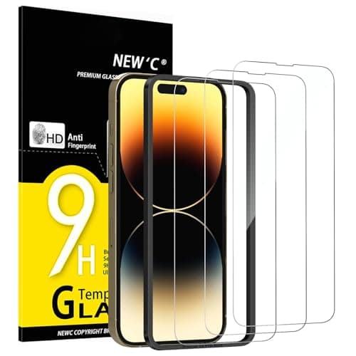 Image of NEW'C 3 Pack Designed for iPhone 14 Pro Max Screen Protector (6.7 inches),Enhanced Tempered Glass Protection with easy installation tool included,Case Friendly Ultra Resistant