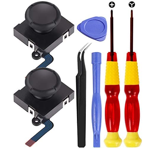 Image of Analog 3D Joy con Joystick Replacement Thumb Stick Compatible Nintendo Switch, Compatiable with Left/Right Joycon Controller Repair tools, 2PCS Joysticks Tri-Wing & Cross Screwdriver Tool + Pry Tools