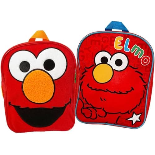 Image of 2 Pack Elmo Backpack for Kids – Red Sesame Street School Bags with Fun Elmo Character Design, Adjustable Shoulder Straps, Lightweight Durable Backpacks for School, Travel, Nursery and Gifts