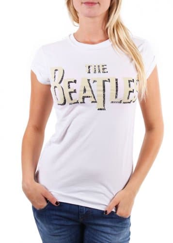 Image of Amplified The Beatles Logo Women's T-Shirt White