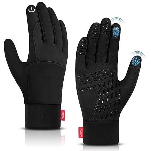Image of Lapulas Winter Thin Thermal Gloves Touch Screen Anti-Slip Lightweight Black Running Outdoor Sports Gloves for Men Women