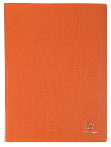 Image of Exacompta - Ref 88224E - Semi-Rigid PP Display Book - Suitable for A4 Documents, Wipeable Cover, 500 Micron Polypropylene, 20 Pockets, 40 Viewing Pages - Orange Cover