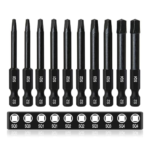 Image of CYLBAQ Square Screwdriver Bits, 10PCS 60mm Square Head Impact Drill Bits Premium S2 Steel 1/4” Hex Shank Magnetic Security Electric Drive SQ0 SQ1 SQ2 SQ3 SQ4