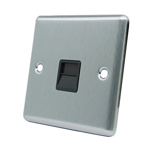 Image of AET CSCTELSBL Satin Finish Chrome Classical BT Telephone Extension Secondary Slave Socket with Black Insert