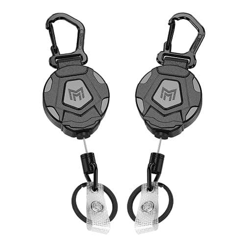 Image of MNGARISTA 2 Pack Retractable Keychain,Heavy Duty Carabiner Badge Holder Clips, Tactical ID Badge Reel with 80cm Retractable Steel Cord for Key Ring ID Card, 226 Grams