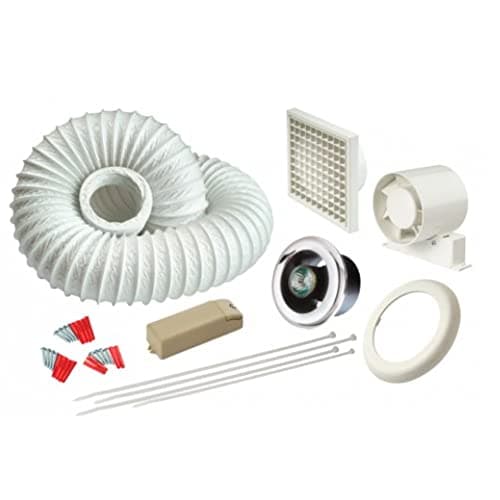 Image of Manrose Intervent VSL100TCLED Shower Extractor Fan LED Light Timer with White/Chrome Bexels