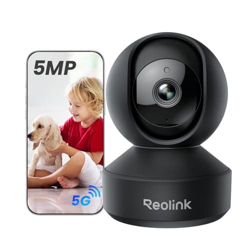 Image of Reolink Indoor Security Camera 5MP Pan/Tilt, Pet Camera with Auto-Tracking, Crying Detection for Baby monitor, Privacy Mode, 3K Night Vision, 2.4/5GHz WiFi Camera Plug-In, 2-Way Audio, E1 Pro Black