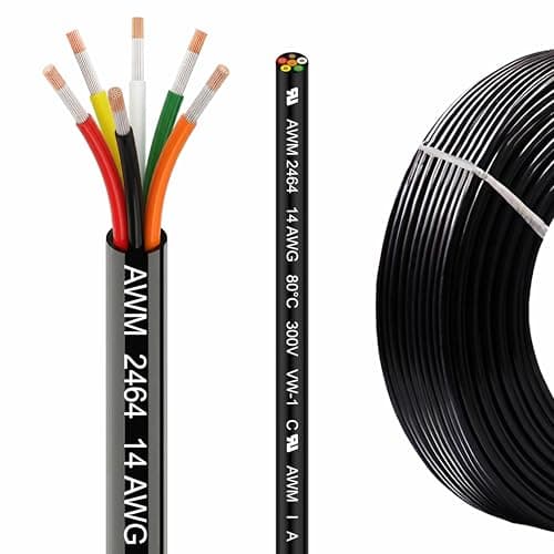Image of LINKSQ UL2464 30FT 14 Gauge 6 Conductor PVC Electrical Wire, Tinned Copper Hookup Wire, 14 AWG 6 Wire, 14/6 Low Voltage Wires, Landscape Wire, OFC Speaker Cable, Automotive Battery Wires