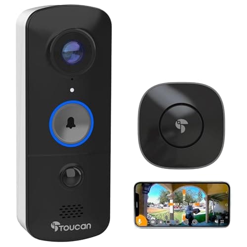 Image of TOUCAN V3 Wireless Video Doorbell with Chime – 1080p Home Security Camera with 180° Field of View, Motion Detection, 2-Way Audio, Long-Lasting Battery & Free Cloud Storage, No Subscription Required