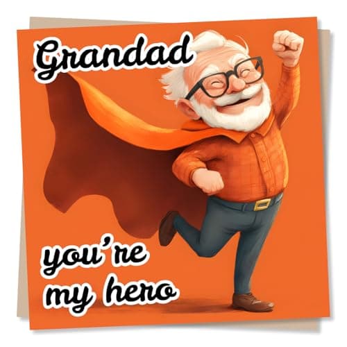 Image of Adorable Happy Birthday Card for Loved One - Superhero, Cape - You're My Hero - for Grandpa, Grandad, Grandfather