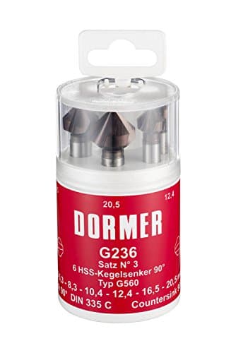 Image of Dormer G2363 HSS High Speed Steel Countersink with 90 Degrees Angle, Set of 6 pcs, Various Shapes