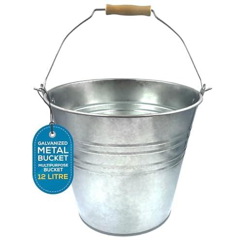 Image of Galvanised Metal Bucket 12L Steel Bucket with Handle for Hot Ash Garden Waste etc.