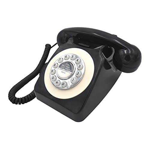Image of Benross 44520 Classic Retro Telephone/Vintage Style Corded Phone/Classic Ringer Sound/Push Button Dialling/Redial Function/Easy Setup/Black