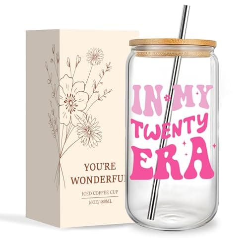 Image of Jars Nova 20th Birthday Gifts for Girls | 20th Birthday Present | Glass Cups with Lids and Straws for Her Best Friend Sister Gift