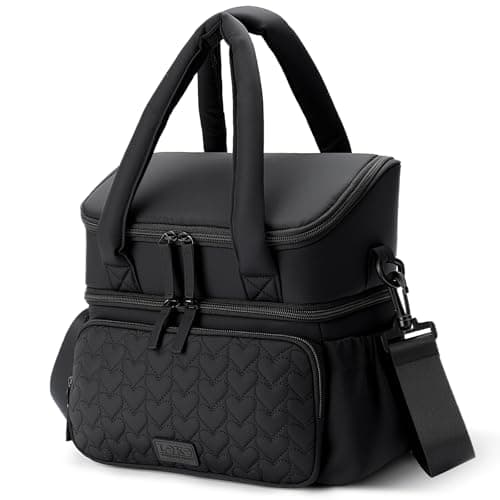 Image of Lekespring Lunch Bags for Women, Double Layer Insulated Lunch Bag, Ladies Lightweight Cool Bag, Packed Lunch Box for Work School Picnic(Black)