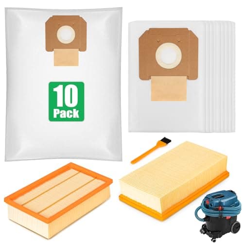 Image of 10 Dust Bags and 2 Flat Pleated Filters for Bosch GAS 35 L AFC/L SFC+/M AFC Dust Extractors,GAS 35 Vacuum Cleaner Bags for Bosch,Replacement Fleece Filter Bag