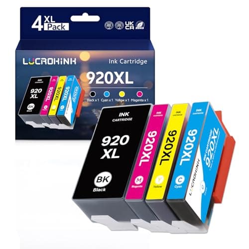 Image of LUCROKINK 920XL Compatible Ink Cartridges Compatible with HP 920 xl 920-xl, 4 Pack, for Officejet 6000 6500 6500A 7000 7500 7500A Printer printer (1*Black, 1*Cyan, 1*Magenta, 1*Yellow)