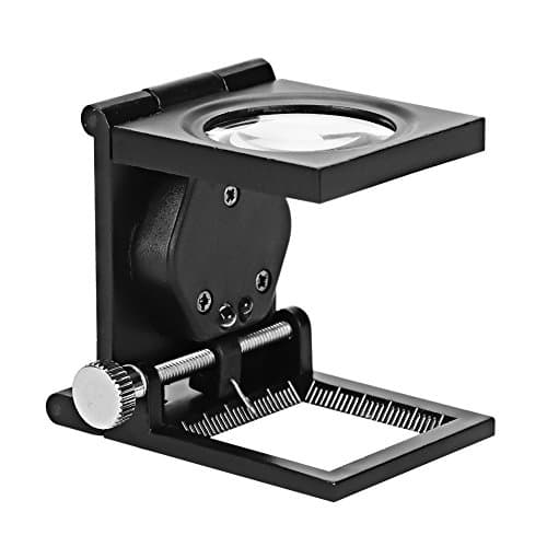 Image of 10X Three Folding Magnifier Desk With Lights - Foldable Portable Pocket Reading Magnifier - Optical Glass Loupe for Sewing Printing Repairing With Scale Base