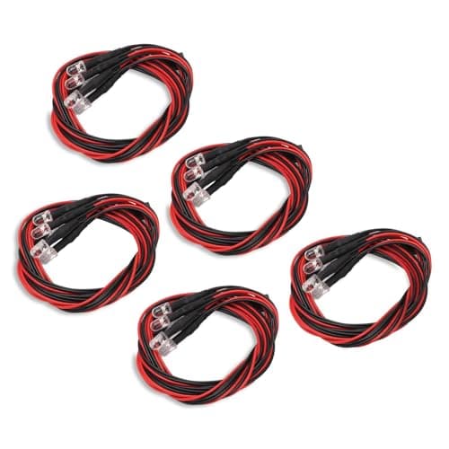 Image of HERCHR 5 Sets RC Car LED Light Kit, 7.4V Silicone 4 LED RC Vehicles Light High Brightness Diameter 5mm White Red Headlights Taillight Kit for Models Car Truck Lighting Modified Headlights