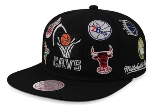 Image of Mitchell & Ness Eastern Conference New Deadstock NBA All Over Teams Black Snapback Era Hat Cap