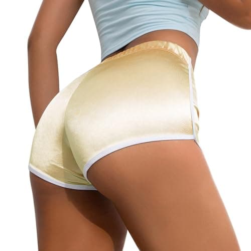 Image of Generisch Women's Booty Shorts Retro Shorts Sport Yoga Gym Running Hot Pants, yellow, S