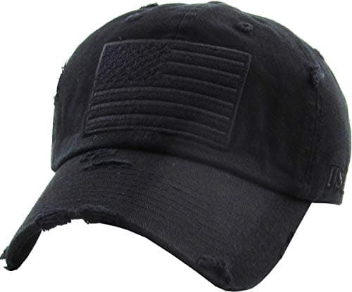 Image of KBETHOS KBVT-209 BLK Tactical Operator with USA Flag Patch US Army Military Baseball Cap Adjustable