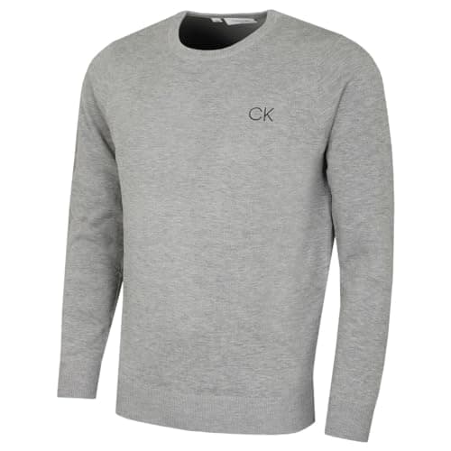 Image of Calvin Klein Mens Round Neck Golf Sweater - Silver - XXL