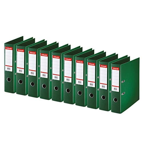 Image of Esselte Standard, Pack of 10 Lever Arch Files Green, 75 mm Spine, A4, PP, 320230
