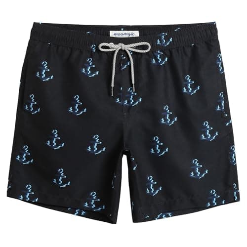 Image of MaaMgic Men's Swimming Shorts Quick Dry Trunks Bathing Short Casual Lounge Shorts with Mesh Lining,New Blue Anchor,XL