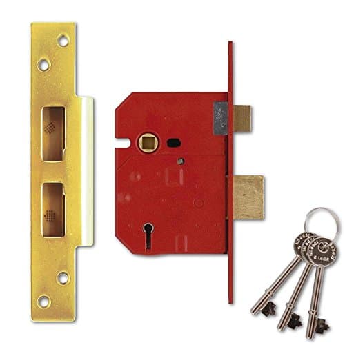 Image of Union Locks 2234E 5 Lever BS Mortice Sash Lock Plated 67mm - Brass Finish (Visi Pack)