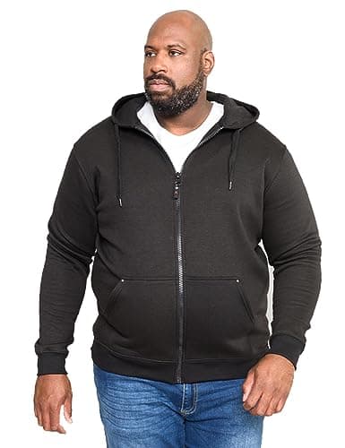 Image of ROCKFORD Mens Kingsize Zip Through Hooded Winter Warm Duke Sweatshirt Big Plus Size Black 8XL