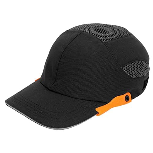 Image of Bump Cap Adjustable Safety Bump Cap Insert Peaked Protective Baseball Hat for Baseball, Tennis and Welding (Black with Orange Edge)